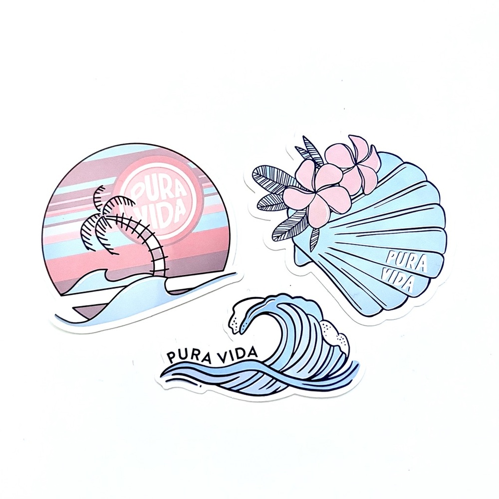 NEW! Pura Vida Tropical Sticker Trio